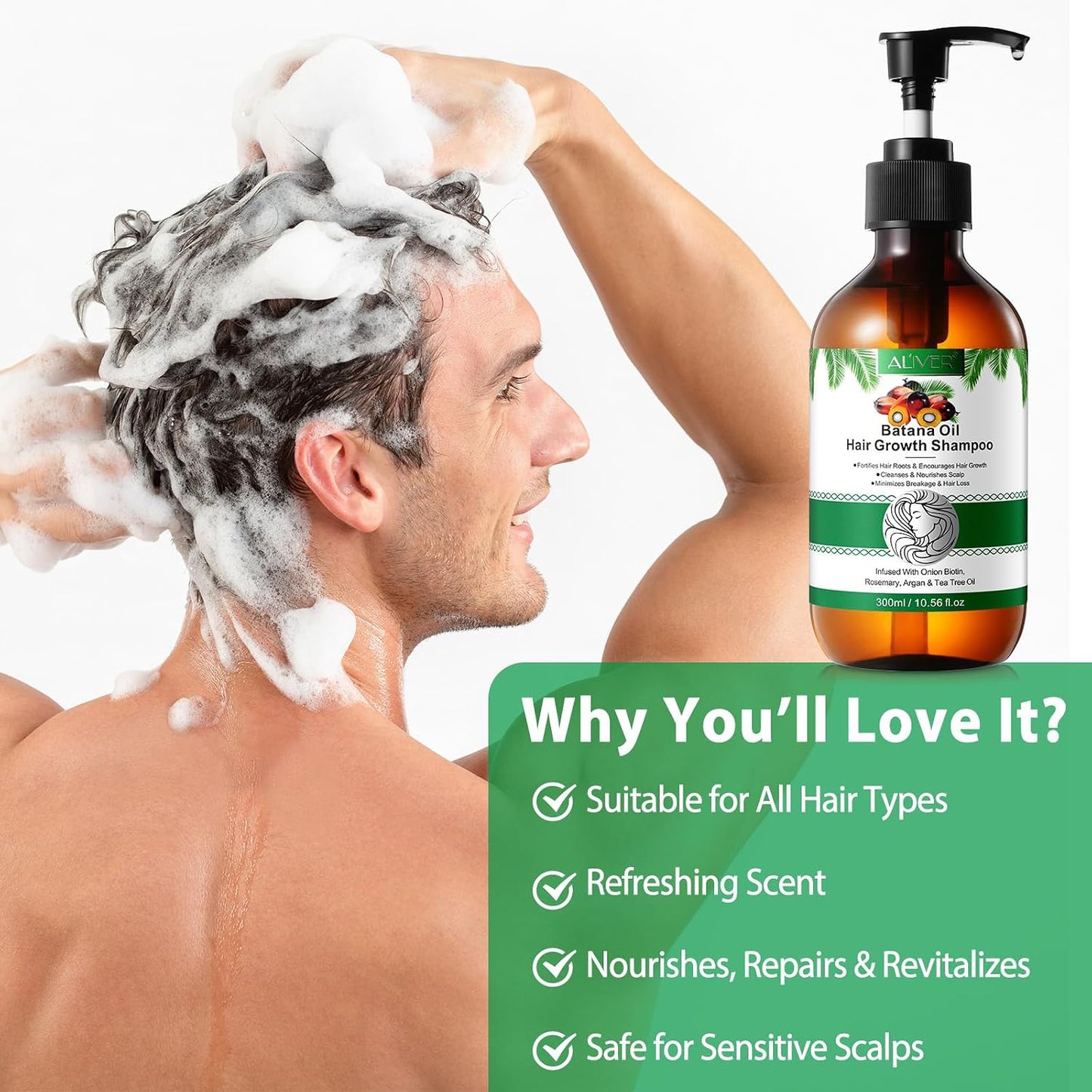 Batana Herbal Thicker Fuller Hair Shampoo, 300Ml for Thinning Hair, Rosemary, Argan Oil & Onion Biotin