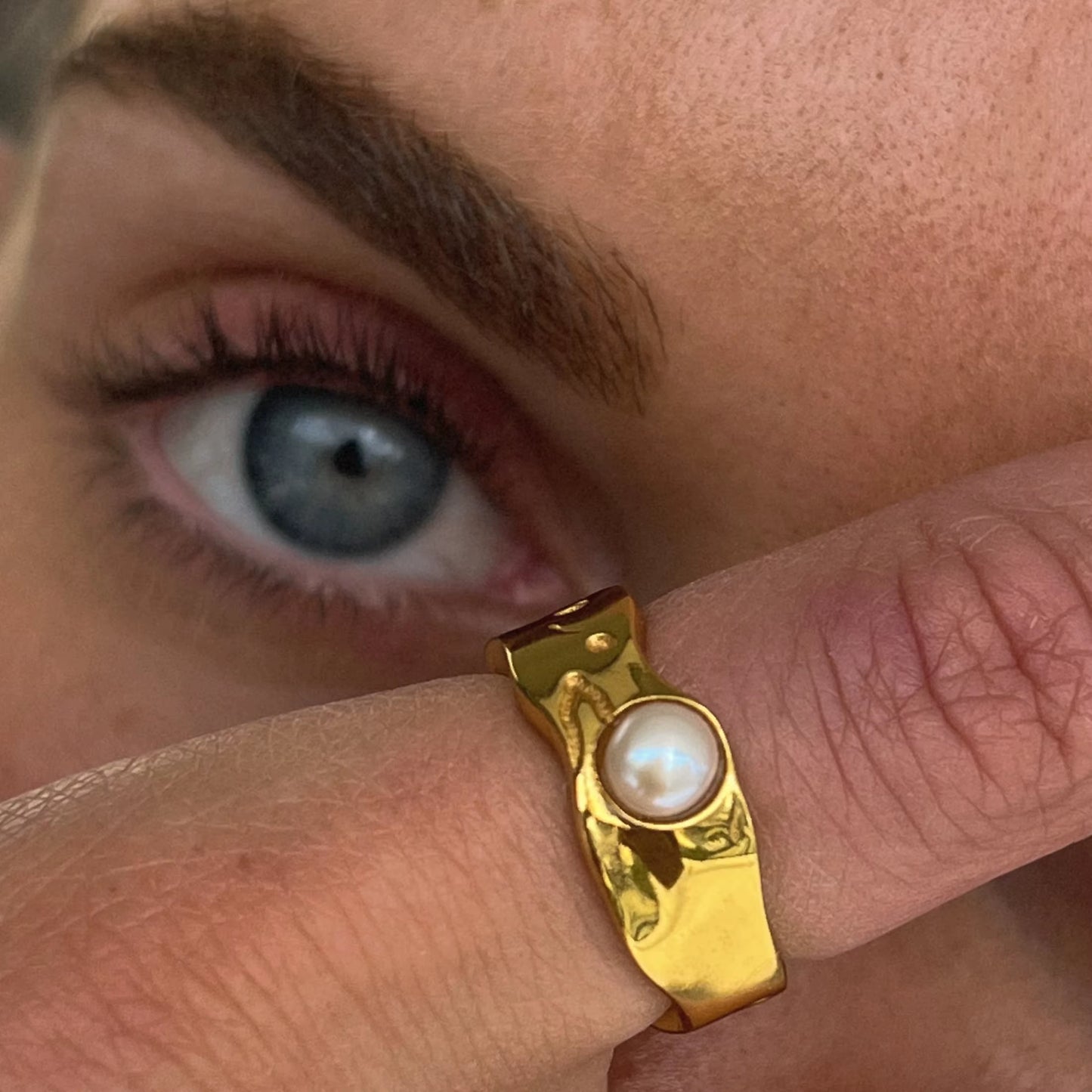 18Kgold Plated 316L Stainless Steel Shell Rings for Women Heart Shape Yin Yang Chunky Finger Rings Waterproof Jewelry