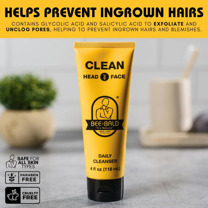 CLEAN Nettoyant Quotidien - Nettoyant Rafraîchissant Visage Et Tête Pour Hommes Et Femmes Avec Une Sensation Fraîche Et Revigorante Et Un Parfum Apaisant De Propreté, 4 Fl. Oz