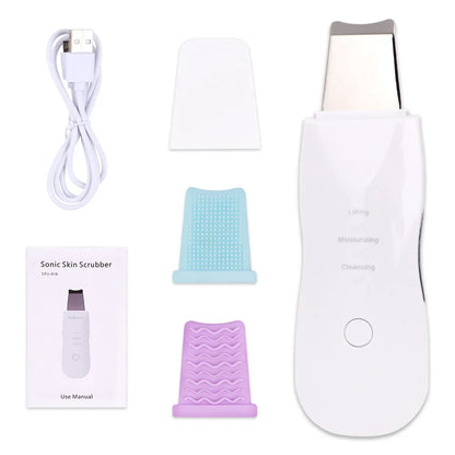 Ultrasonic Skin Scrubber Kit Vibration Face Spatula Blackhead Remover EMS LED Facial Massager Cavitation Peeling Facial Lifting