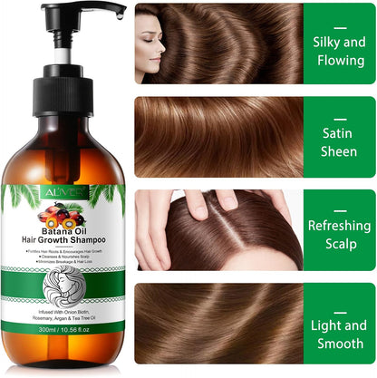 Batana Herbal Thicker Fuller Hair Shampoo, 300Ml for Thinning Hair, Rosemary, Argan Oil & Onion Biotin