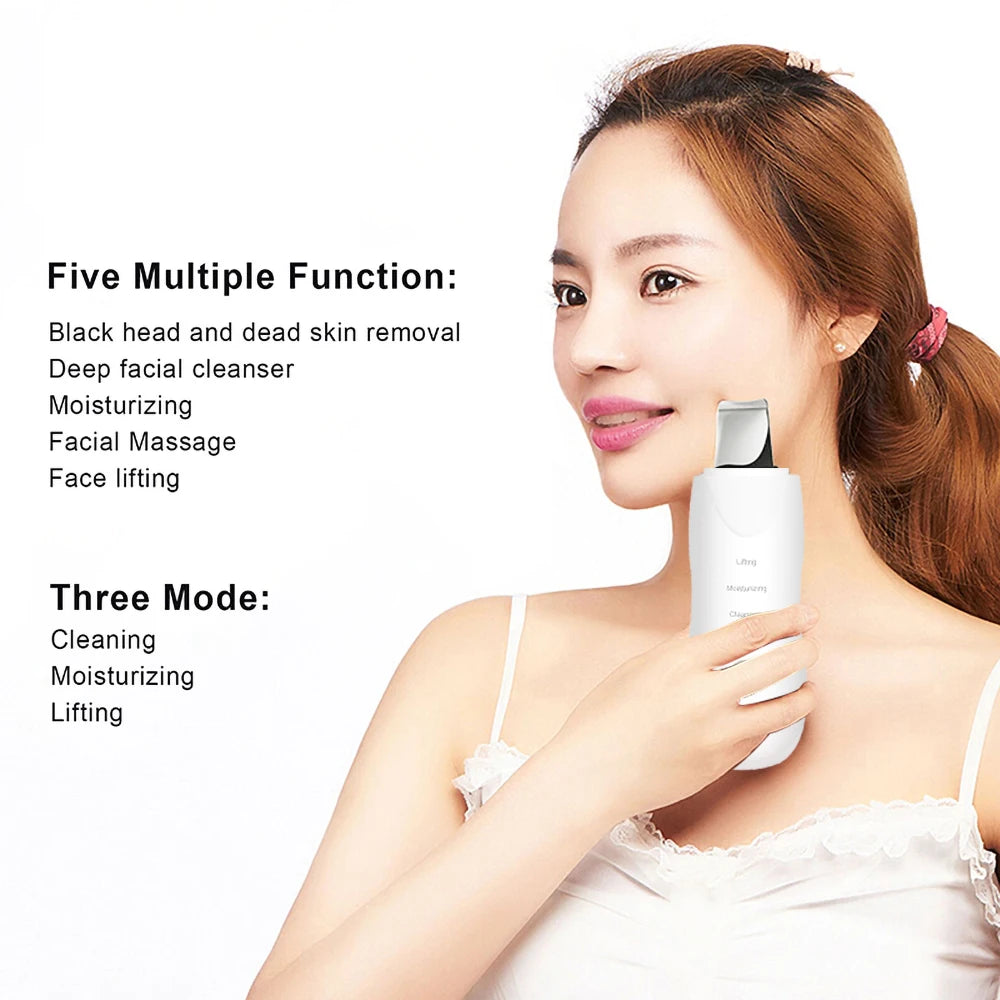 Vibration Facial Massage Skin Scrubber Cleaner Ion Acne Blackhead Remover Peeling Shovel Cleaner Facial Massager Skin Care
